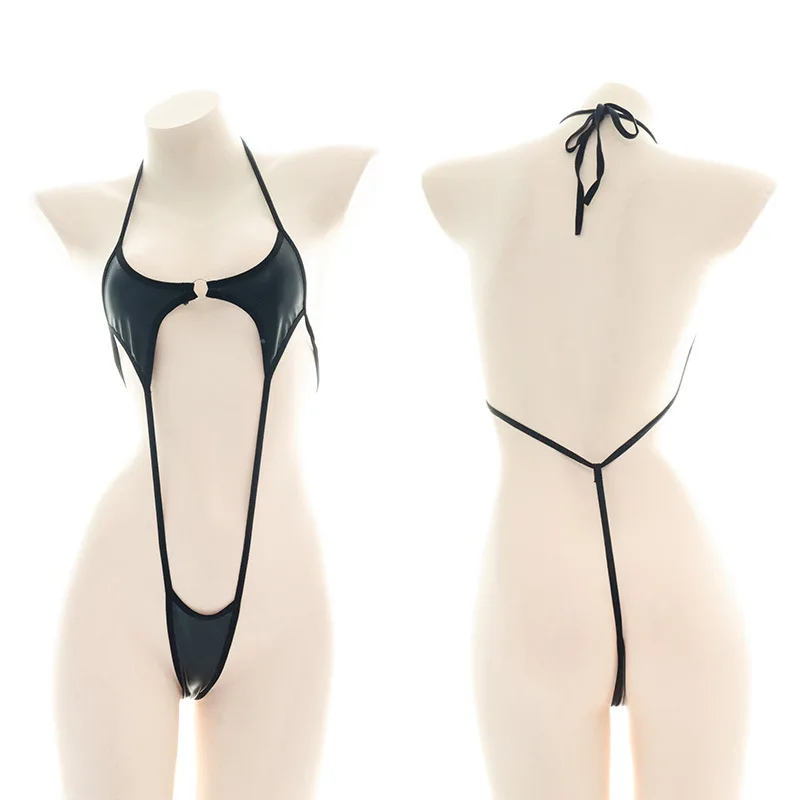 Sexy Black Straps Bandage Bodysuit Beach Girl One-piece Bikini Costume Women Pajamas Lingerie Uniform Cosplay