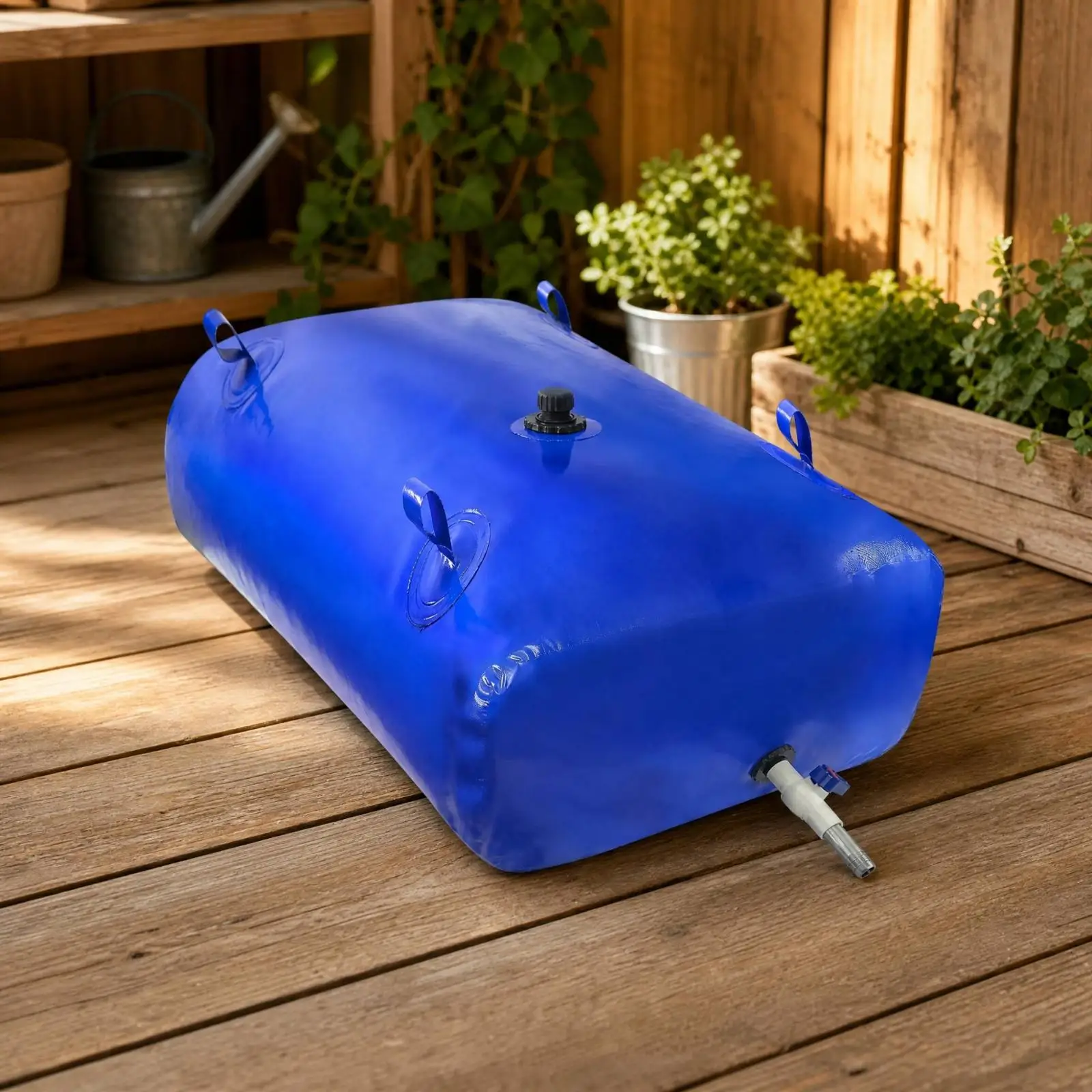 Durable PVC Mesh Water Bladder 110L Foldable Rectangular Storage Tank with Tap for Vehicle Transport Camping