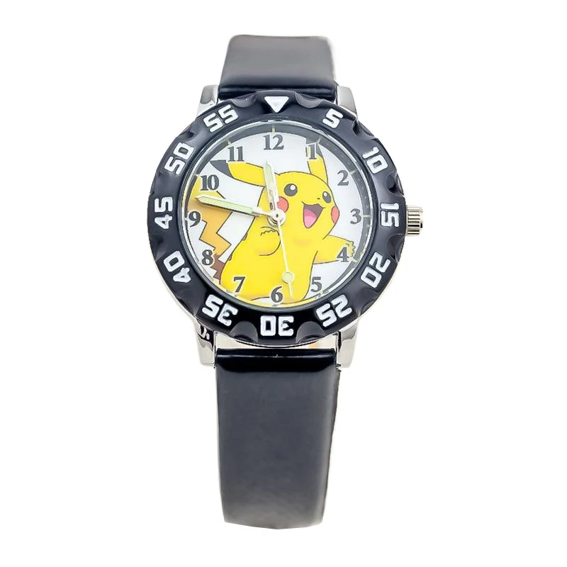 Miniso Anime Cartoon Pokemon Pikachu Runde Quarz Jungen Mädchen Student Uhr Nette Kinder PU Leder Gürtel Armbanduhr Weihnachten Geschenke