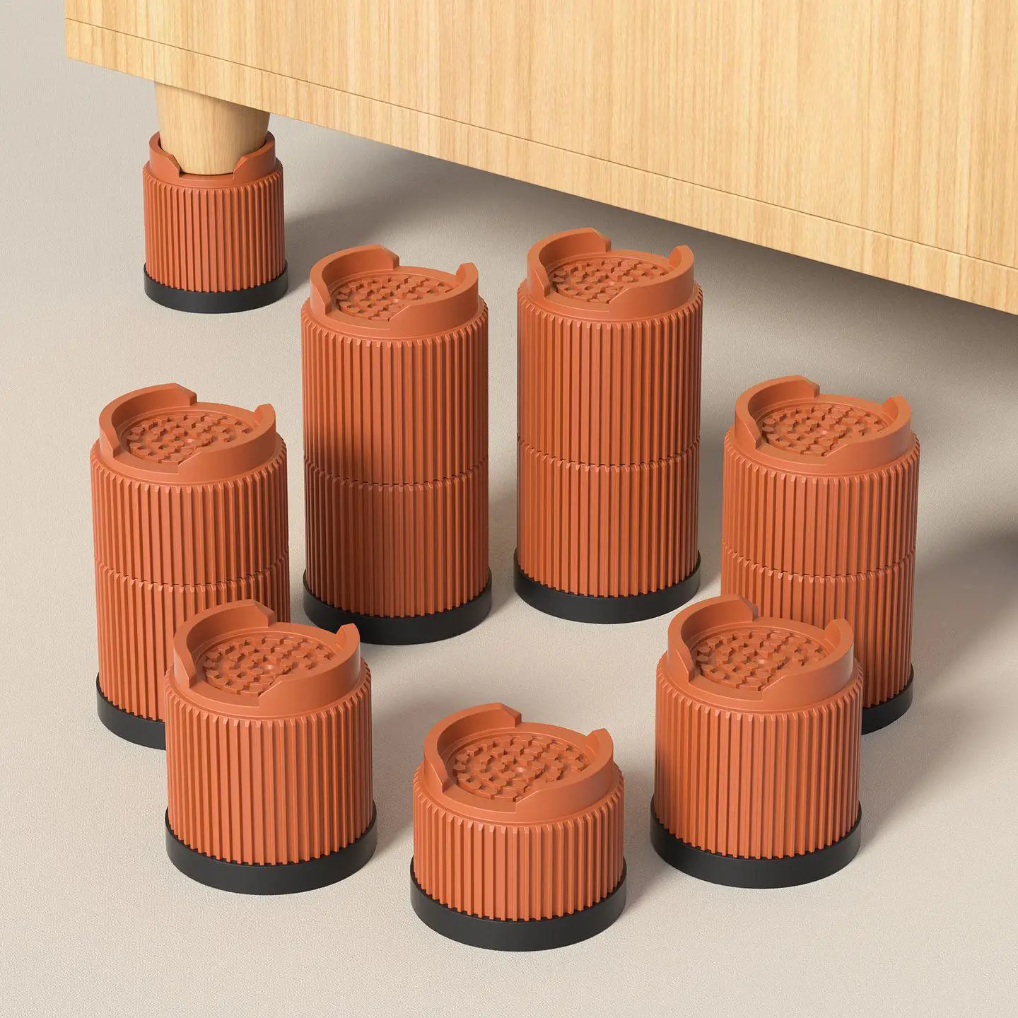 

Новые круглые мебельные увеличивающие высоту подушечки: тройные противоскользящие, штабелируемые — для дивана, журнального столика и ножек кровати