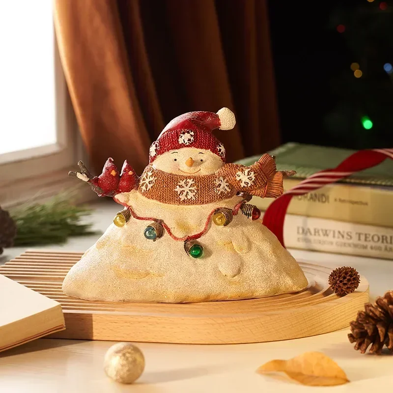 Christmas Tree Snowy Snowman Sculpture Porch Living Room Bedroom Tabletop Dining Table Modern Home Crafts Ornament Decoration