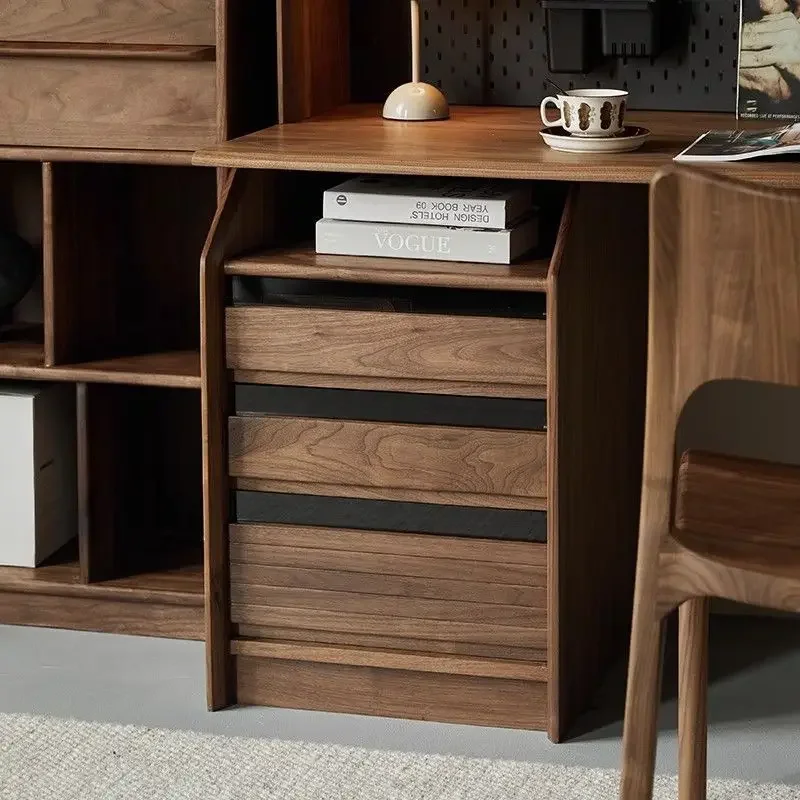 North American black walnut solid wood desk bookshelf integrated against the wall desk children's learning writing desk computer
