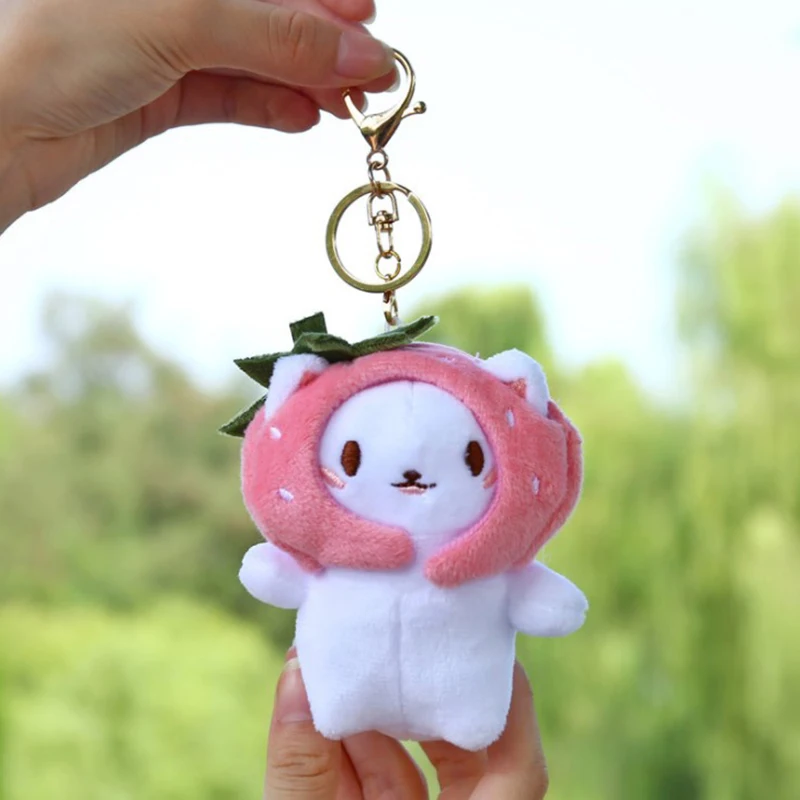 1pc Small Panda Plush  Cute Fish Keychain Soft Toy Plushie Kawaii Keychain Plush Toy keychain accessories