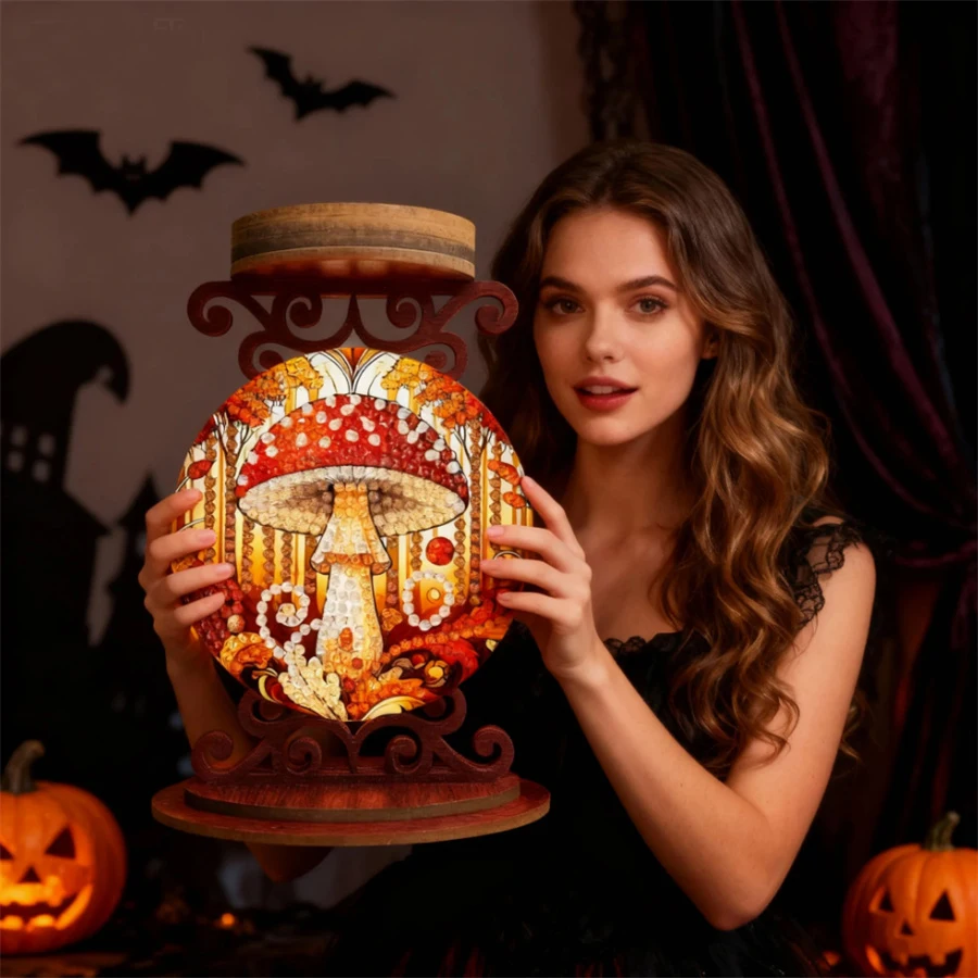 

Mushroom Tabletop Candlestick Holder Ornaments Aromatherapy Candle Holder 5D DIY Diamond Art Mini Candle Holder for Art Crafts