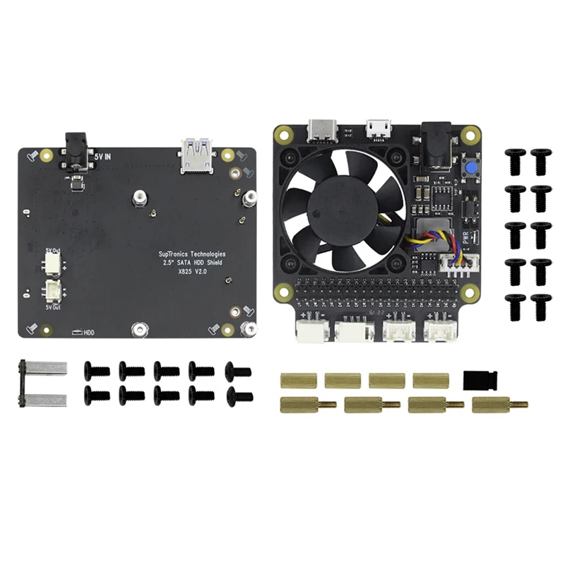 

X825 V2.0 2,5-дюймовая плата расширения SATA HDD/SSD + плата управления питанием X735 V3.0 для Raspberry Pi 4B-ABIU