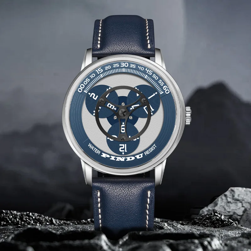 2024 PINDU Automatic Mechanical Watch Man European American Business Leisure Wristwatch Luxury Luminous Waterproof Watch+box