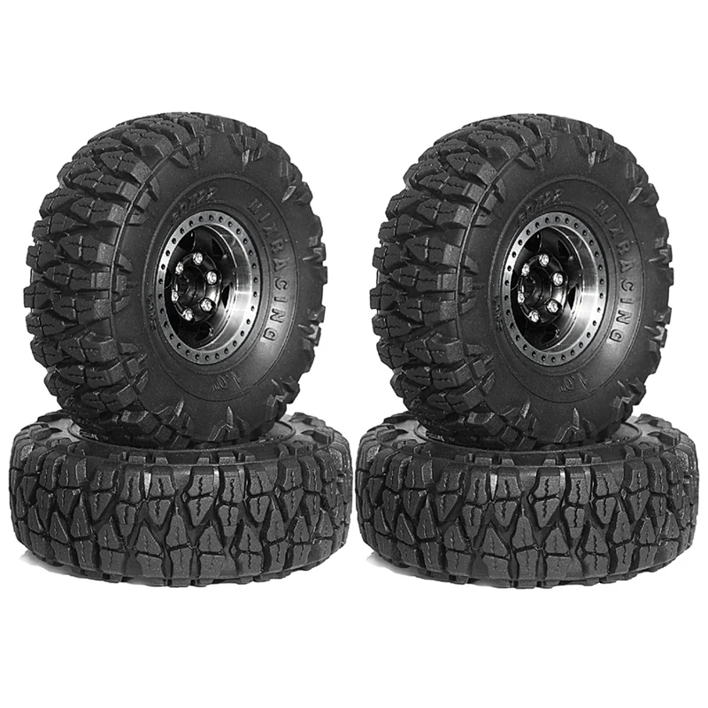 4Pcs 60Mm 1.0In Metal Beadlock Wheel Tire Set For 1/18 1/24 RC Crawler Car TRX4M SCX24 AX24 FCX24 Upgrade Parts