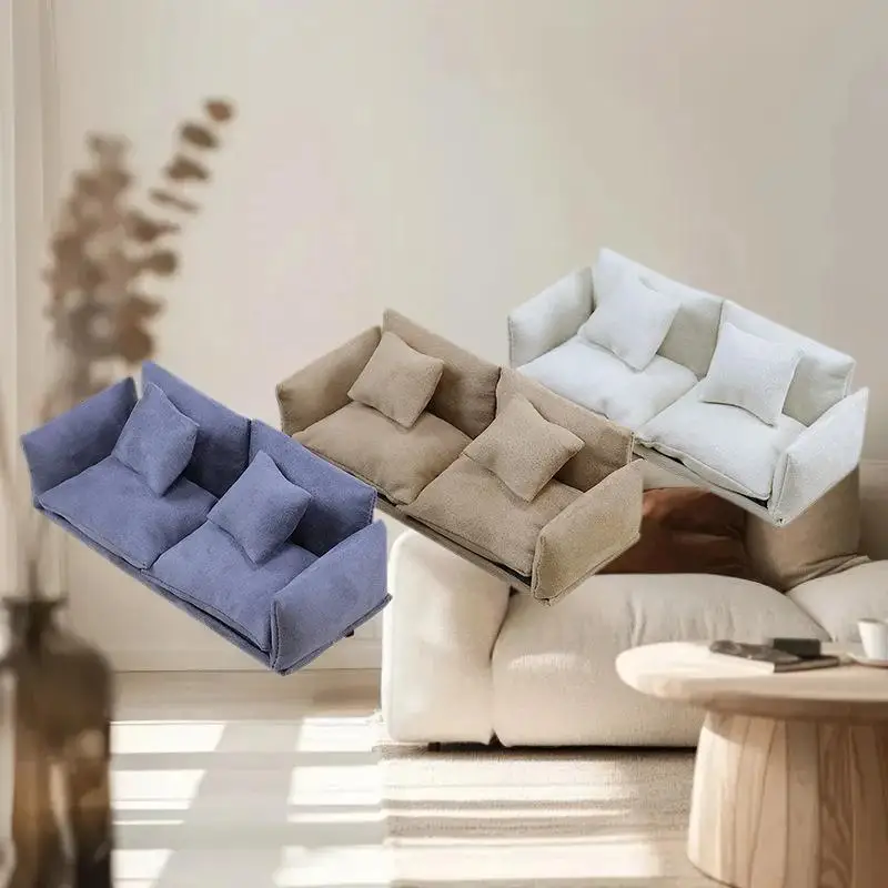 

Deluxe 1 Set Kids Pretend Play Toy 1:12 Petite Dollhouse Furnishing Italian Leather Sofa Mini Living Room Seats Embellishment