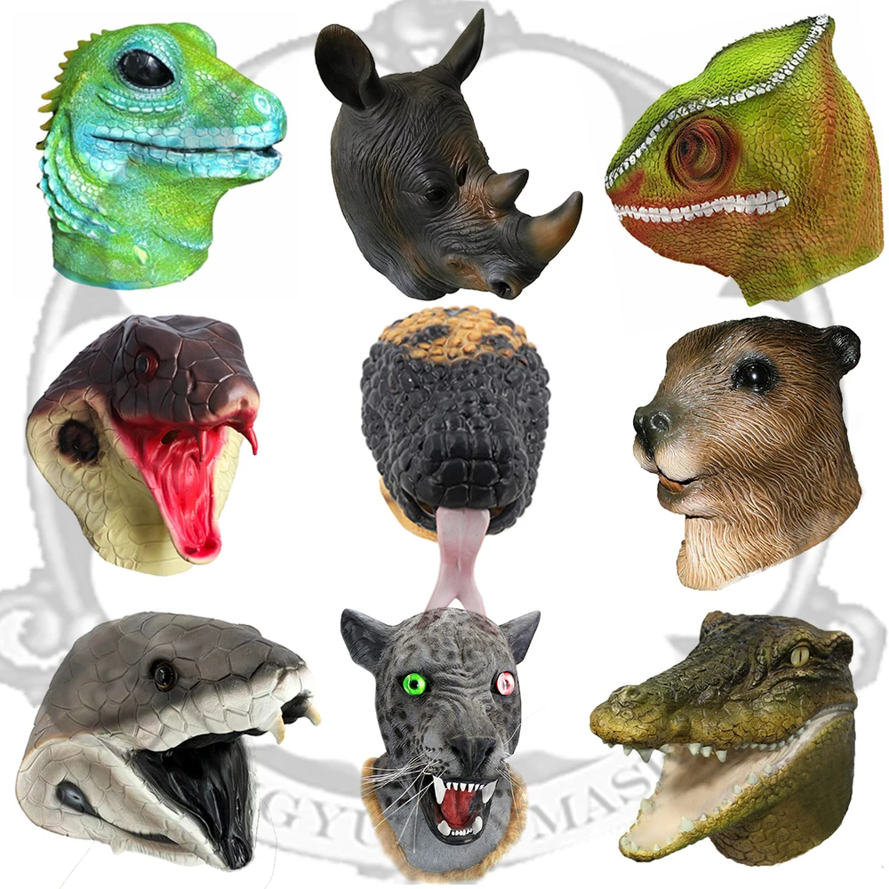 Hot Sale Spiny Lizard Mask Animal Head Mask Snake Mask Realistic Reptile Mask Leopard Masks Halloween Costume For Adult