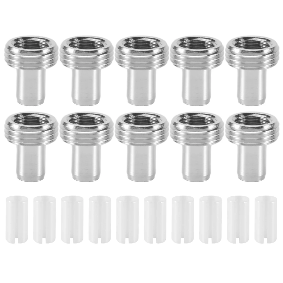 10Pcs Ceramic Tube Sleeves and 10Pcs Metal Head Connector Adapters for Fiber Optic Visual Fault Locator