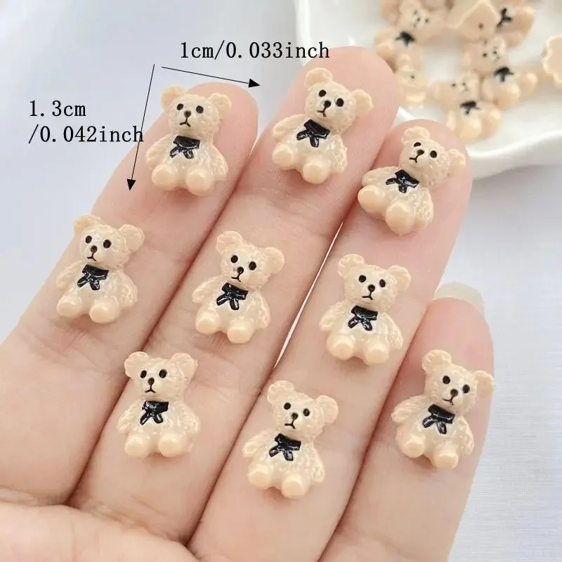 60Pcs Mixed Nail Art Resin Cartoon Bear Series Charms Rhinestones DIY Craft for Nail 3D Decorations Jewelry 2026