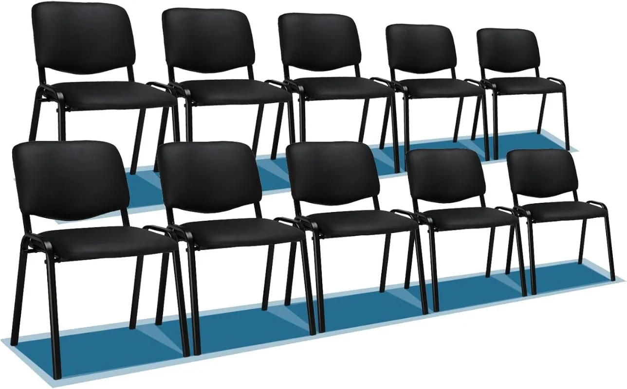 Waiting Room Chairs, 10-Pack PU Church Chairs Conference Stackable Set, Office Guest & Reception Stacking for Meeting Room