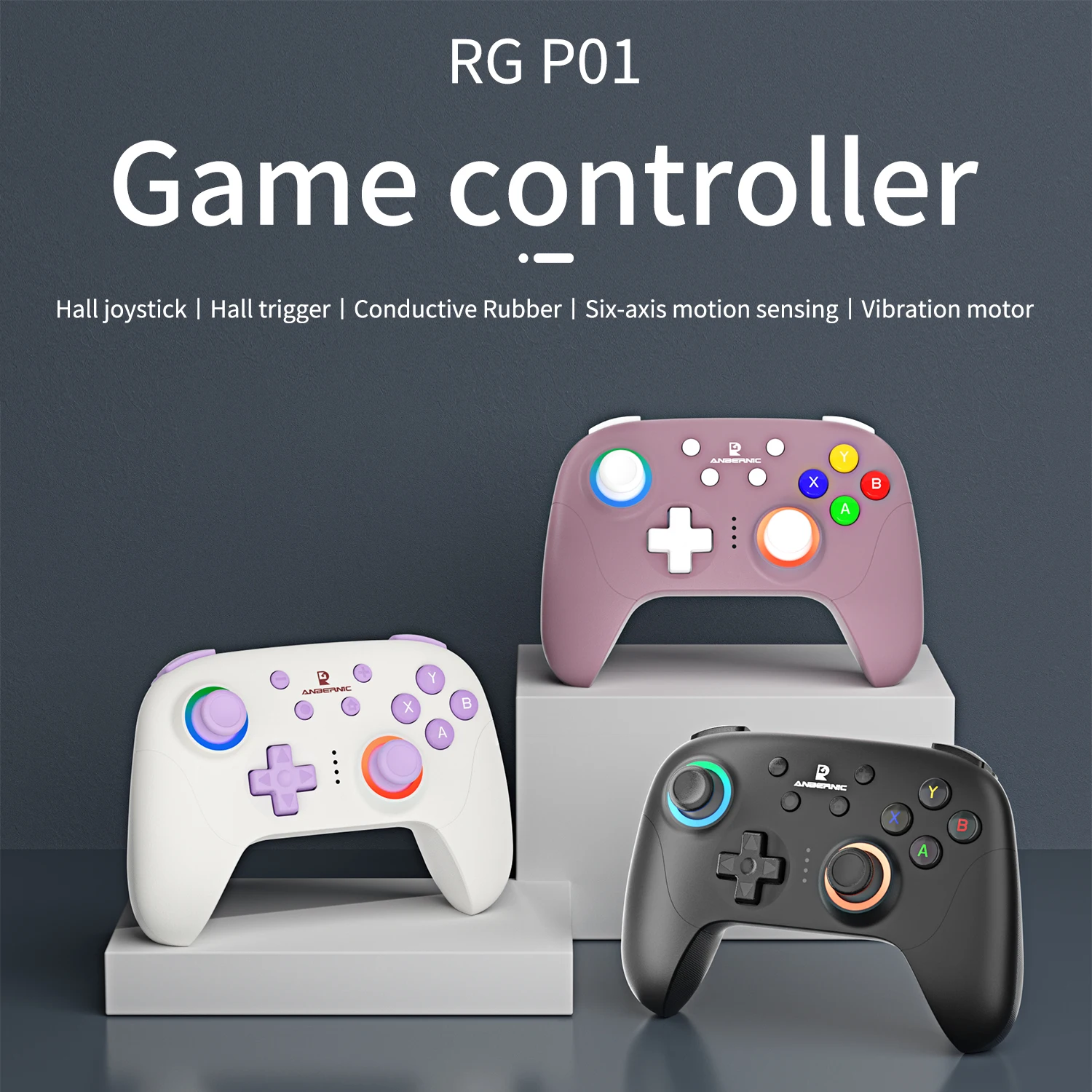 ANBERNIC RG P01 GamepadBluetooth 5.3/Wired/2.4G Wireless Gamepad Compatible With Switch/PC/Steam/Android/IOS With Hall Effect Jo