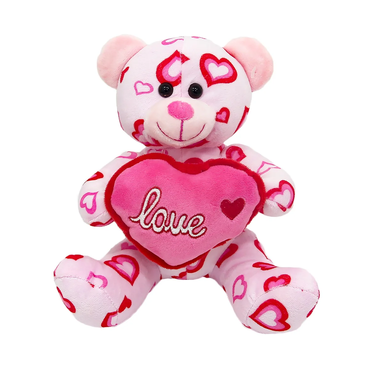 Plush heart patterned teddy bear 21 cm