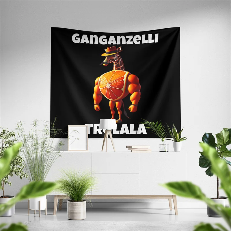 Aertemisi Ganganzelli Trulala Italian Brainrot Funny Meme Tapestry Wall Hanging Art for Bedroom Living Room Decor Party Backdrop