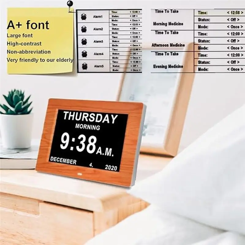 AB08-7 Inch Digital Electronic Clock Picture Frame Alarm Clock Perpetual Calendar Picture Frame Wall Clock With Date Durable US