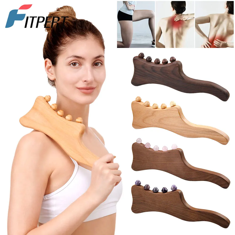 

Wooden Massage Tool for Waist Thigh Body, Multi-Functional for Cellulite Reduction and Muscle Tension, Natural Massager Home Gym