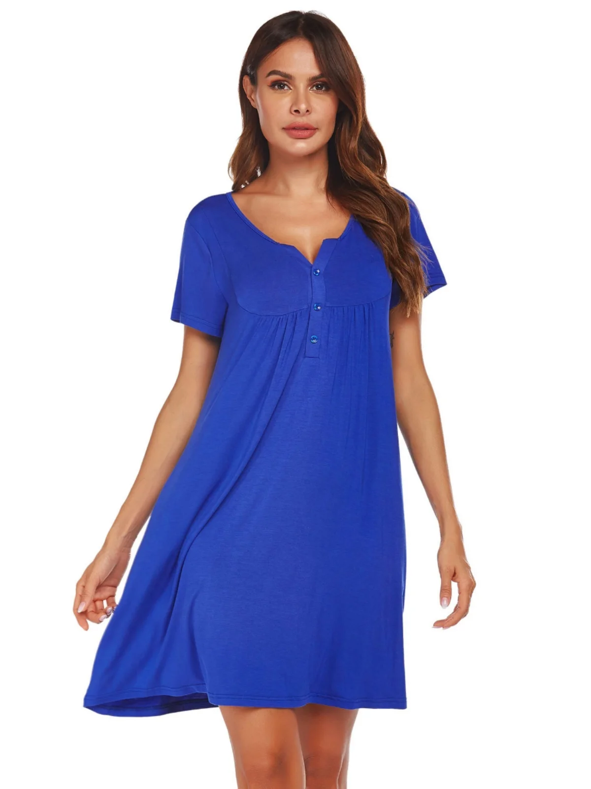 Summer ort Sve ket Color Blo Midi Dr A-Line Skirt V-Ne Women's Faion Polyester Fiber 8-24 Years Old