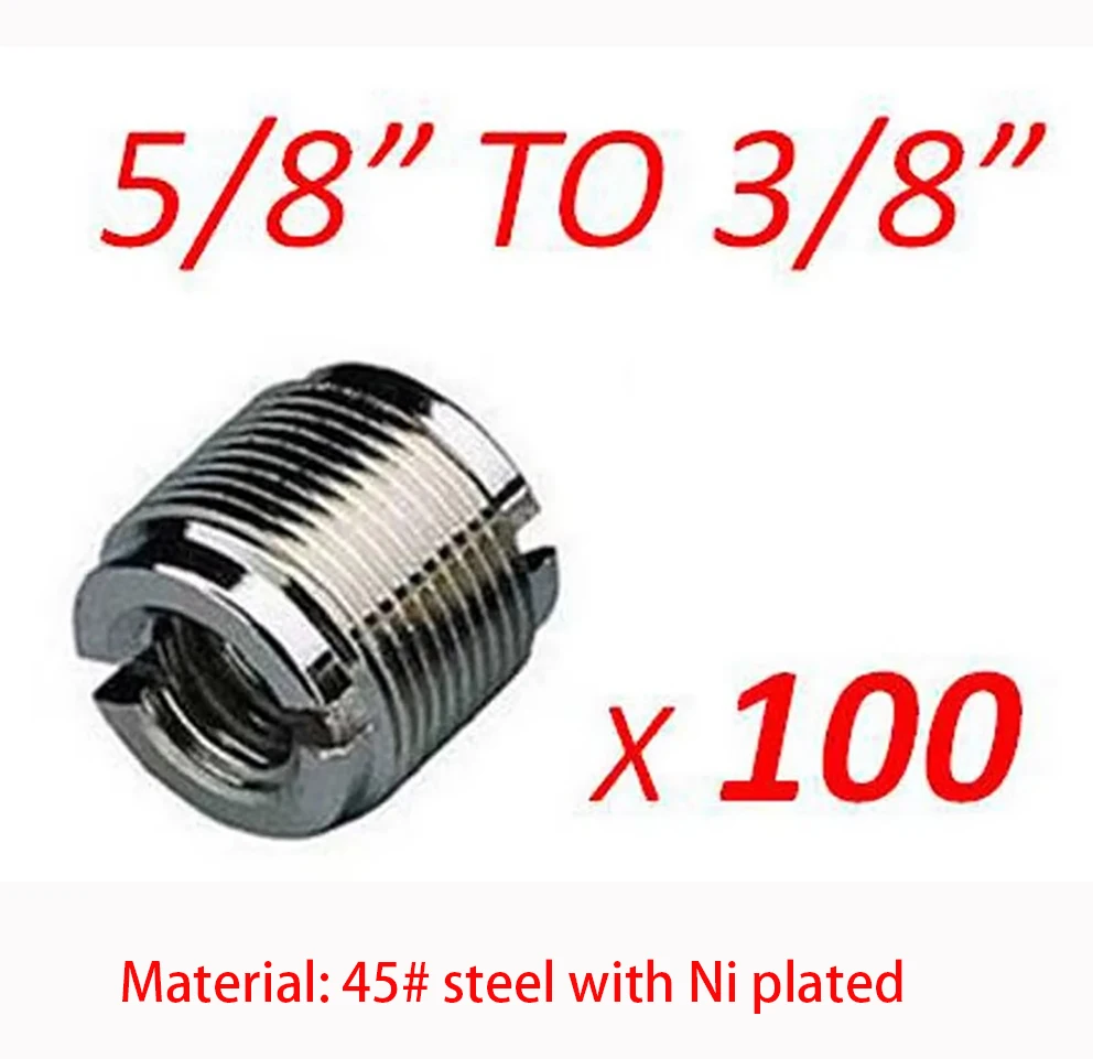 100x ميكروفون برغي كليب الموضوع 3/8 "إلى 5/8" محول كاميرا ثلاثية القوائم جديدة ، 3/8-16 إلى 5/8-27 محولات ، 3/8 إلى 5/8 محولات