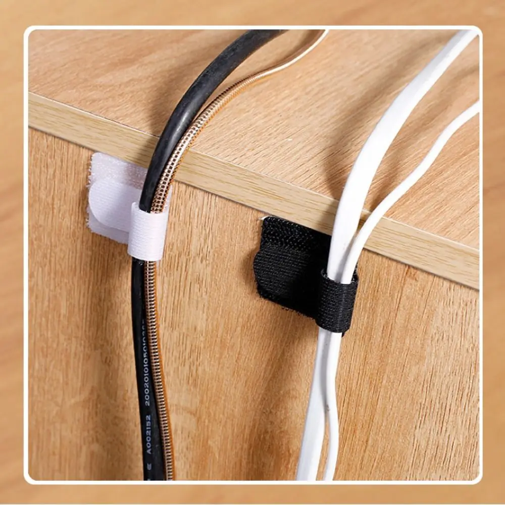 10Pcs Reusable Cable Ties Portable Adjustable Straps Fastening Wire Organizer Desk Management Self Adhesive Cord Rope Holder