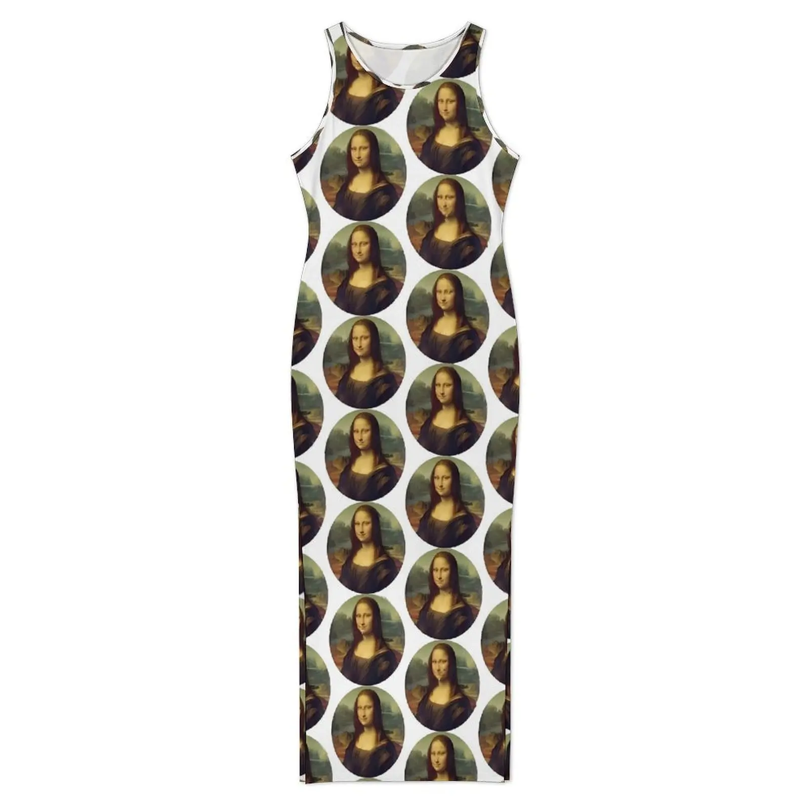 Mona Lisa Dress Sleeveless Famous Painting Casual Y2k Maxi Dresses Vintage Bodycon Dress Women Graphic Oversized Vestidos