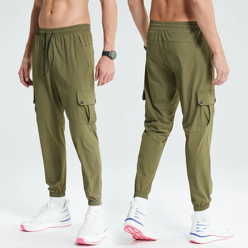 Men Gym Jogging Bodybuilding Trousers Golf Athletic Casual Multi Pockets Outdoor Go Hiking Sweatpants Running Sports Pants