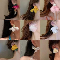 Flower Series Earrings for Women Versatile Fairycore Drop Earrings Fashion Luxurious High-end Jewelry Girls' Night