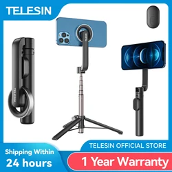 TELESIN-Tripé Magnético Selfie Stick com Controle Remoto para Celular, iPhone 14, iPhone 12 Pro Max, Huawei, Xiaomi, Samsung