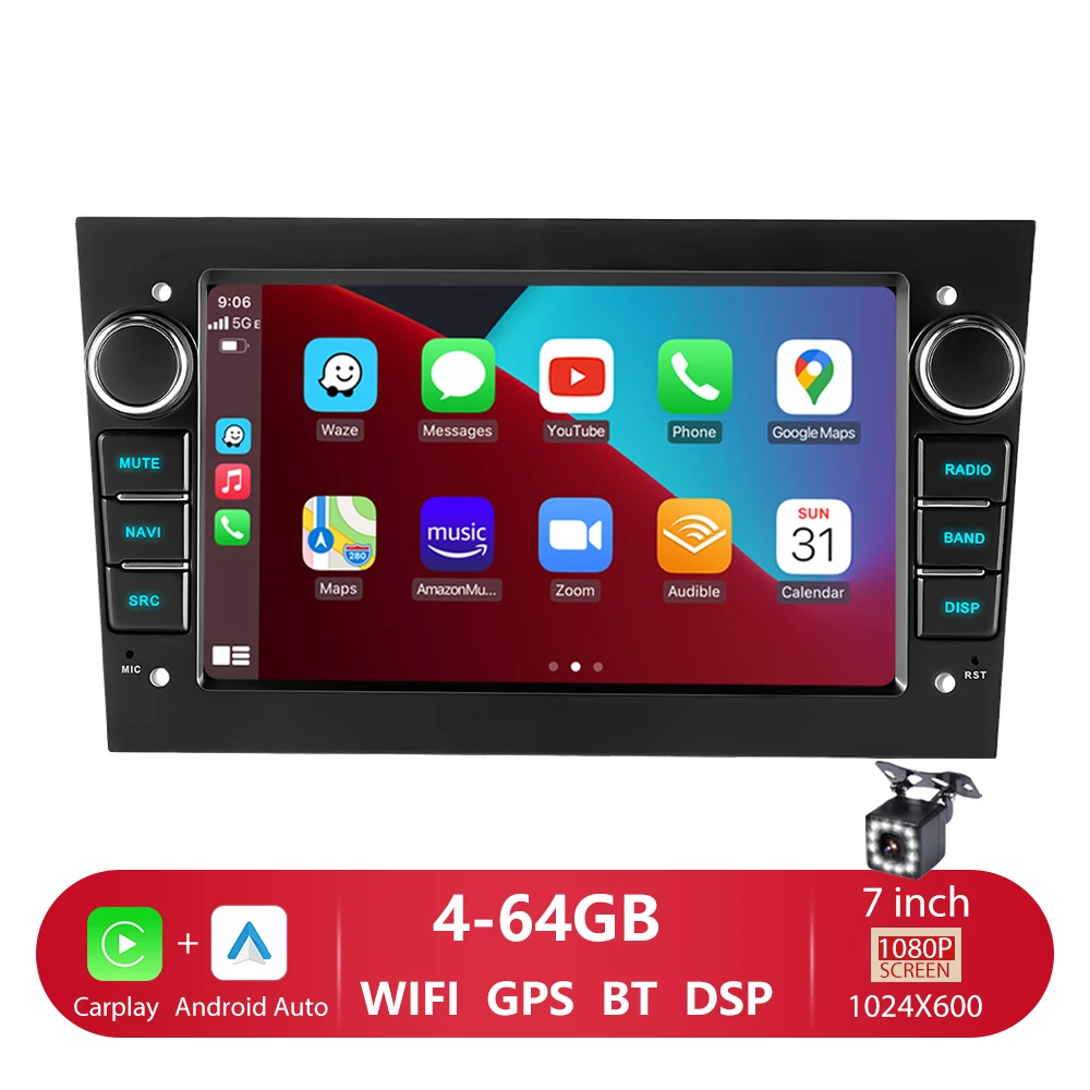 2-DIN autoradio Android 14 Auto CarPlay voor Opel Astra H G J Zafira B Corsa C D Antara Vectra Vivaro 7 inch autoradiospeler