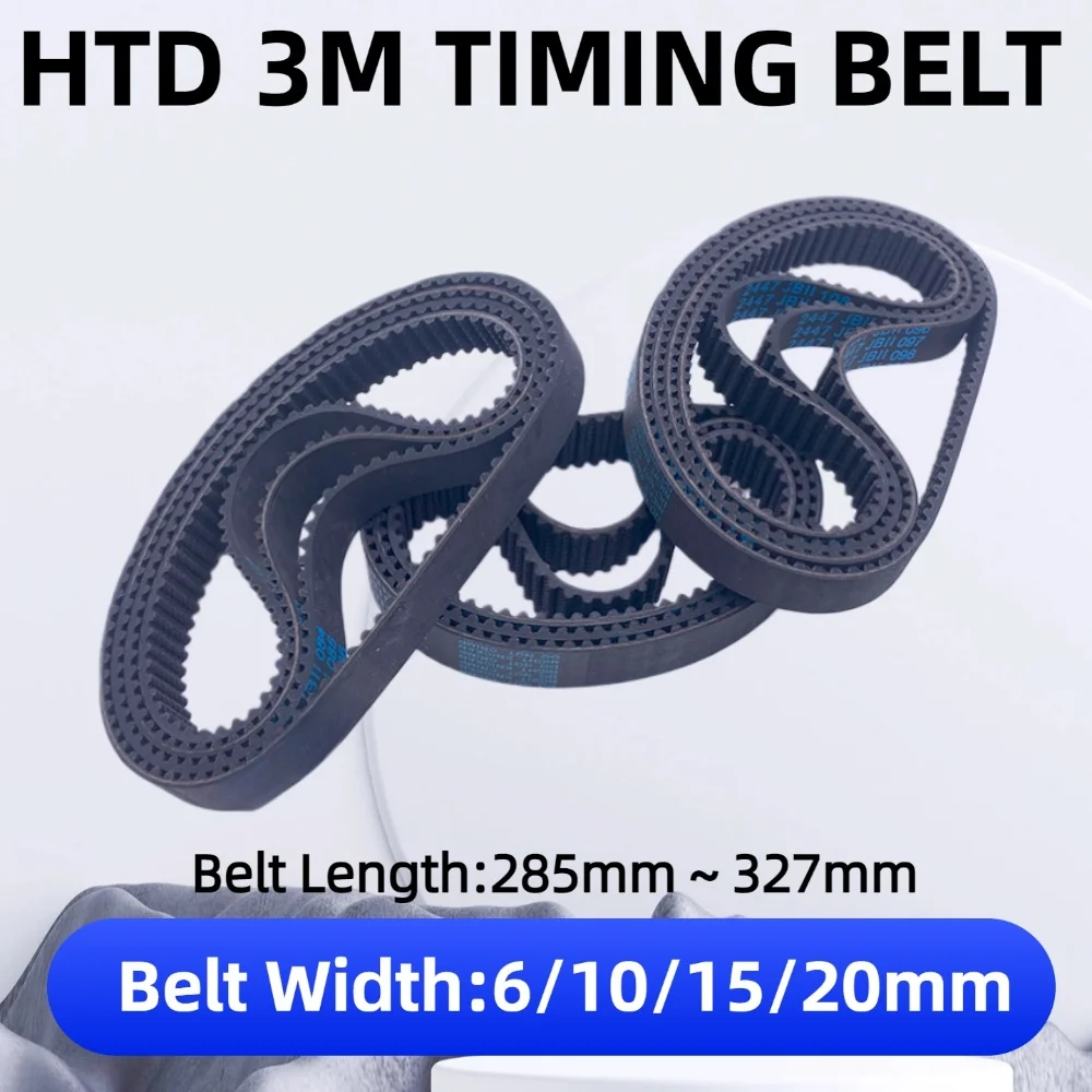 

HTD 3M Timing Belt Length 285 288 291 294 297 300 303 306 309 312 315 318 321 324 327mm Belt Width 6~20mm HTD3M Closed Loop Belt