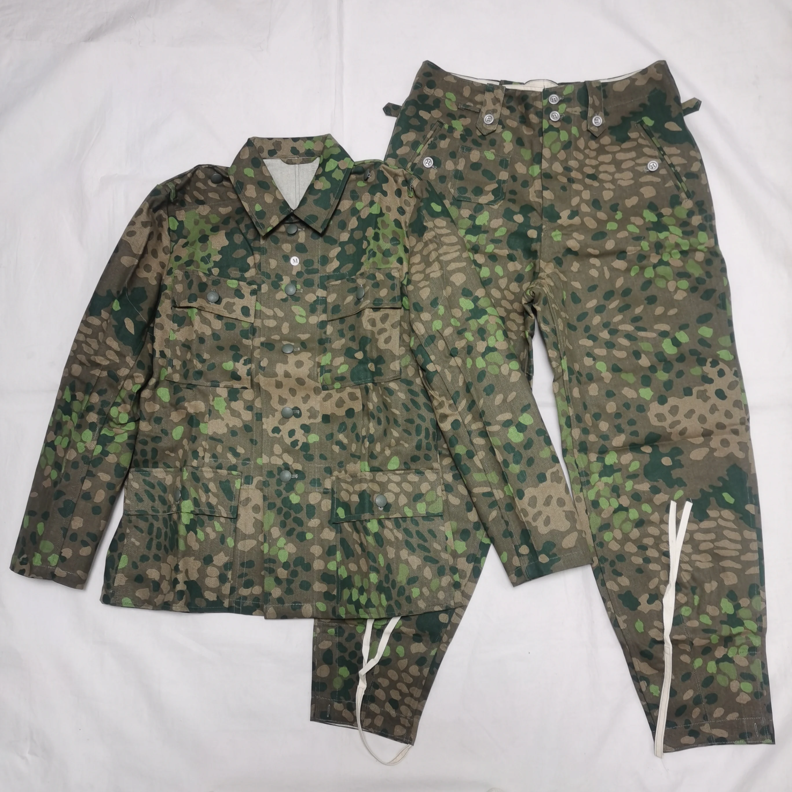 تأثيري الألمانية النخبة DOT44 التمويه شظية/أوراق البلوط كامو تونك السراويل بنطلون M43 الميدان ملابس العمل إعادة تمثيل الفيلم الدعائم