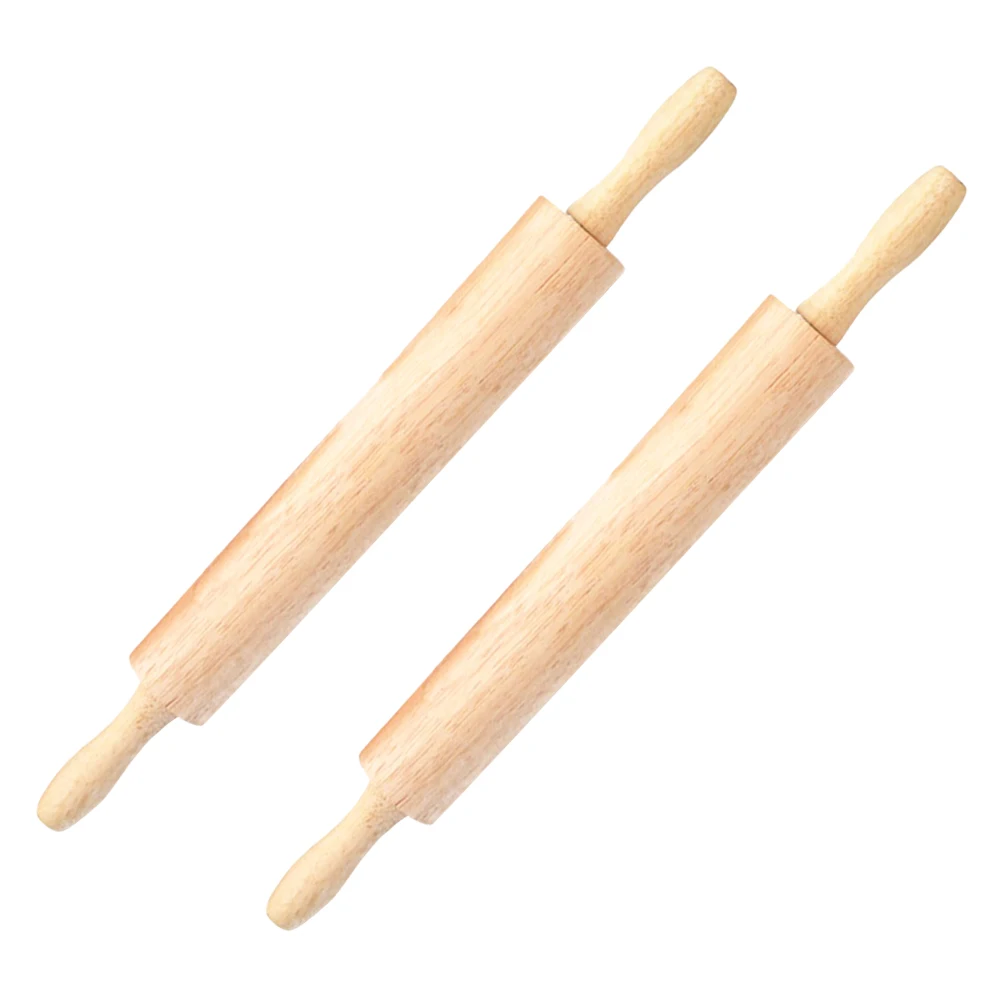 

2 Pcs Rolling Pin Natural Baking Wax Free Unpainted Wooden Dough Safe Pastry Flour Roller Smooth Kitchen Tool