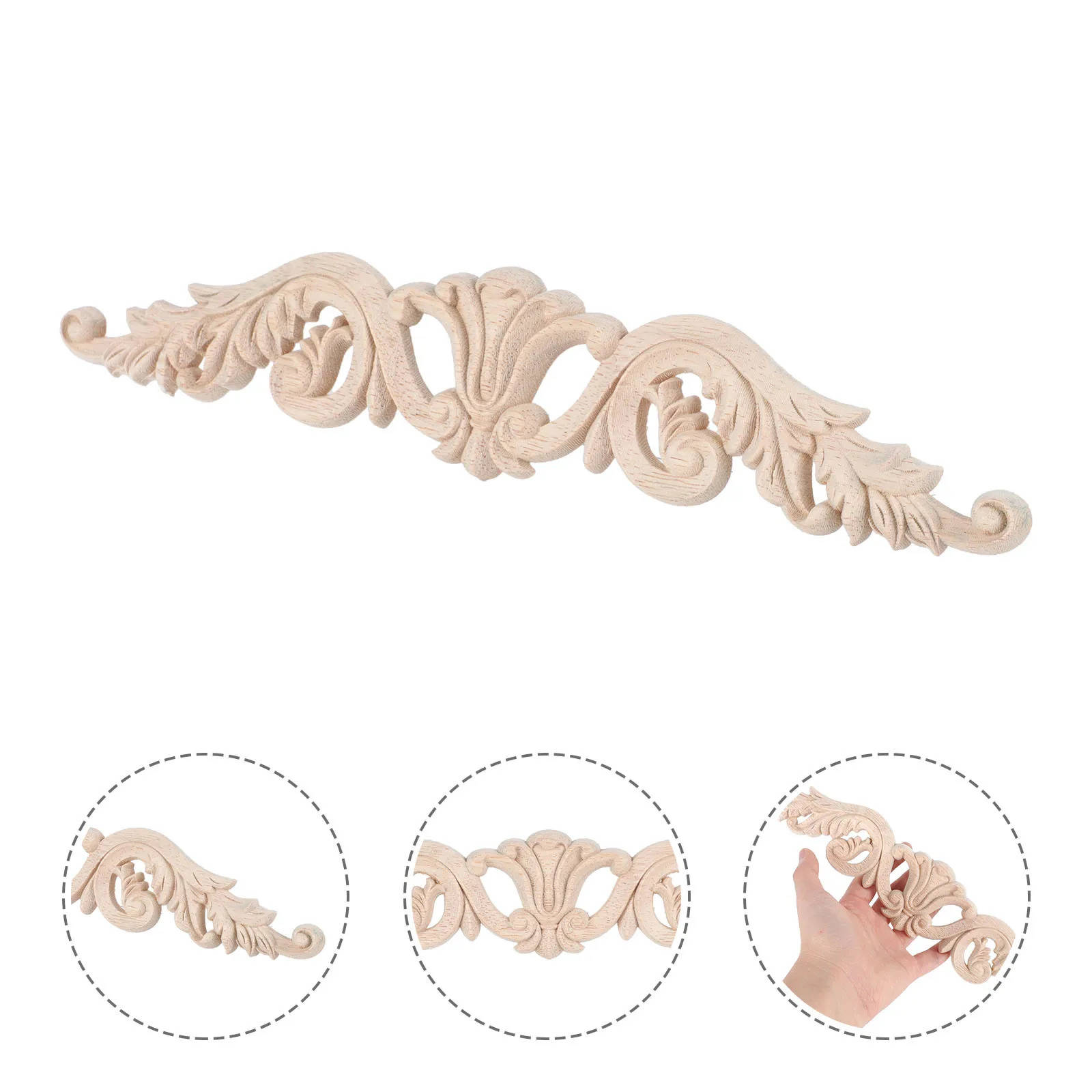 

2Pcs Oak Wood Carved Onlay Vintage Style Decorative Appliques for Doors Cabinets Furniture Chinese Style Wood Carved Onlay