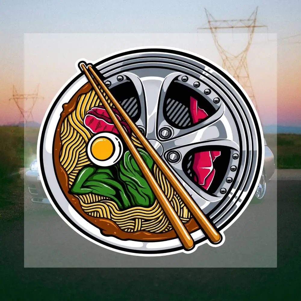 Ramen & Wheel 16cm Graffiti Stickers Set Hip Hop Street Art Vinyl Decals For Laptop Skateboard Water Bottle Helmet