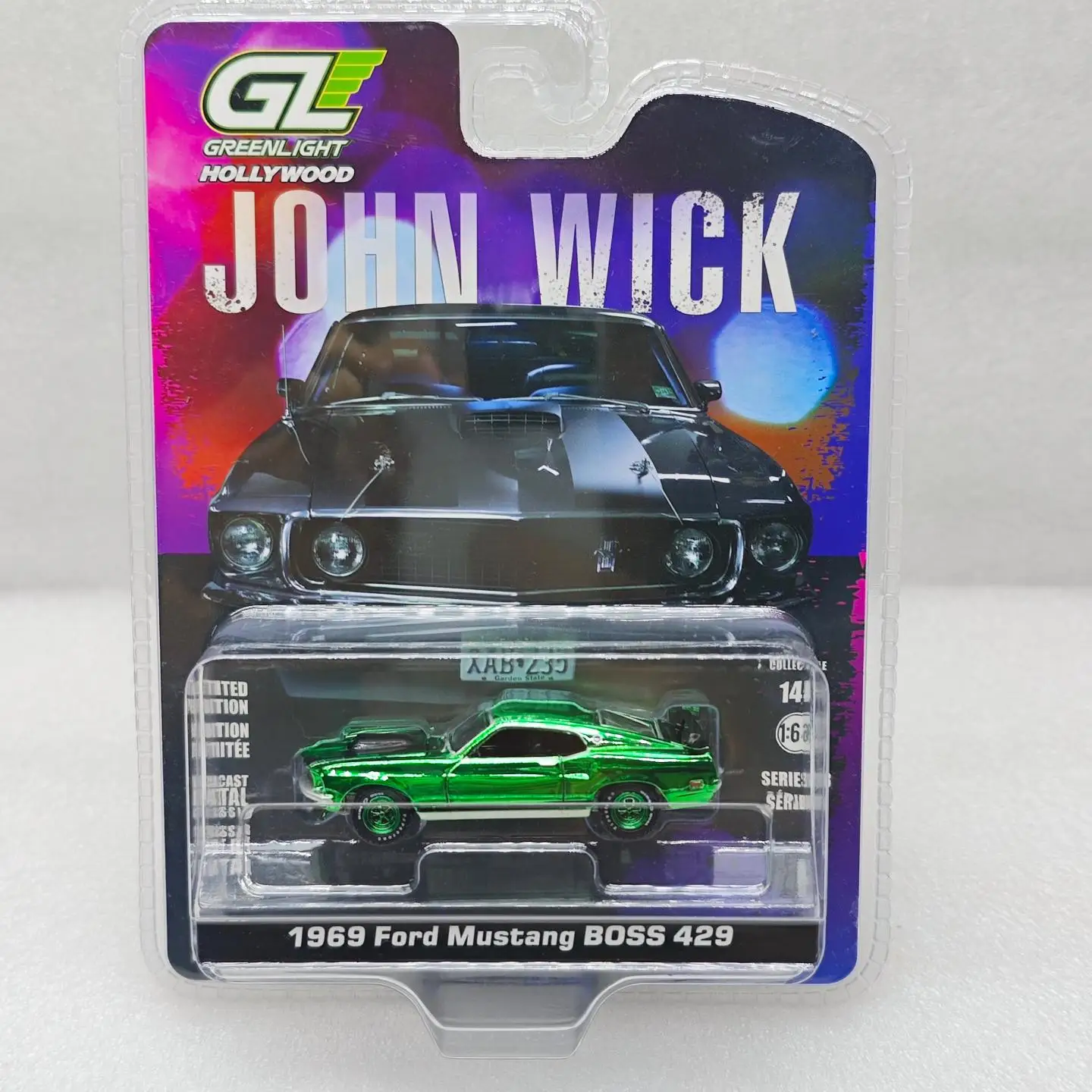 GreenLight 1:64 John Wick (2014) -1969 Mustang Boss 429 modelo de coche de simulación aleación Mini juguete exhibición ornamento regalo