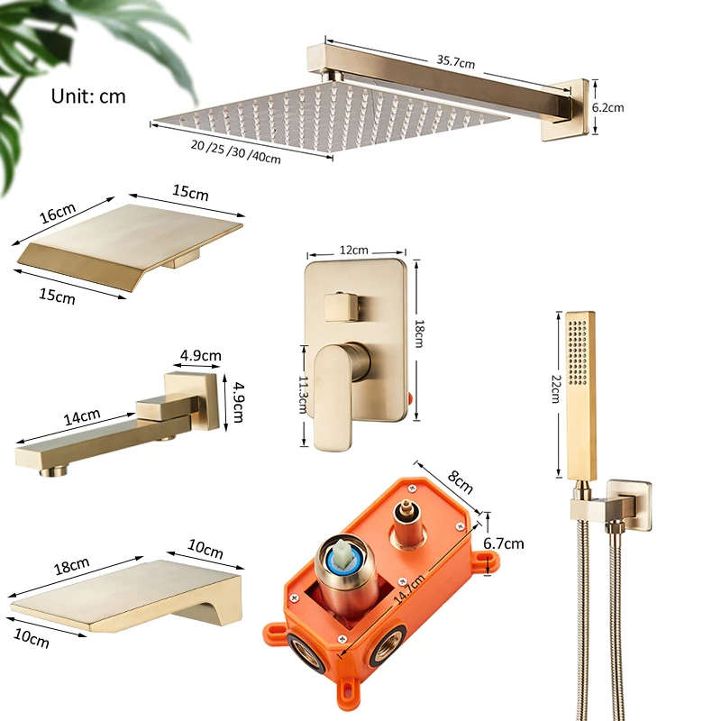 نحى الذهب نظام دش مخفي الحمام نظام دش المطر دش صنبور حوض خلاط الأمطار دش صنبور