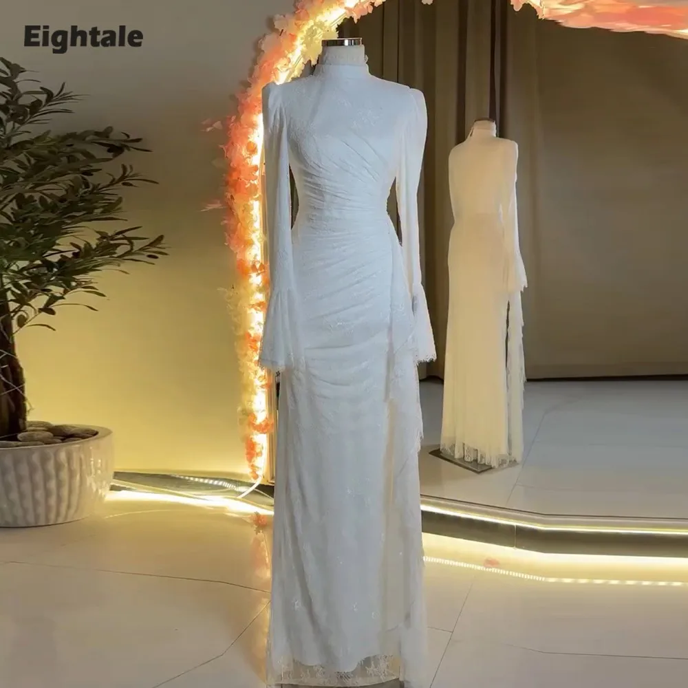 

Eightale Arabic Wedding Dresses Customized Lace High Neck Ivory Long Sleeves Mermaid Bridal Gowns Vestidos De Novia