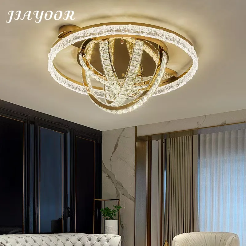 Luxury Italian Crystal Living Room Ceiling Light High Light Luxury Hall Lamp Premium Grade Elegant New Bedroom Light Changeable