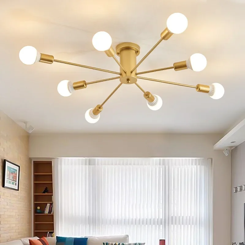 

Nordic Ceiling Lamp Wrought Iron Paint Gold 110-120V/220-240V Living Room Lighting