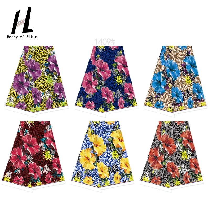 Tribal Hawaiian Design Islander Fabric Custom Polyester Printed Floral Polynesian Micronesia Fabric for Mumu Dress