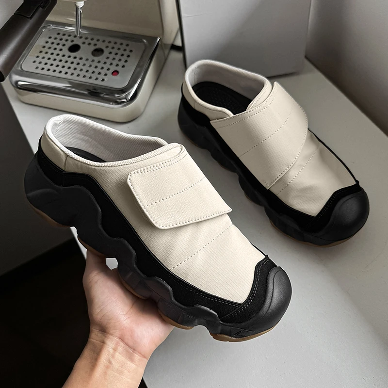 

Platform Half Shoes for Men Women Couple Mules Loafers Slipper Open-back Casual Shoes Backless Slides Sandal Slip On Flats
