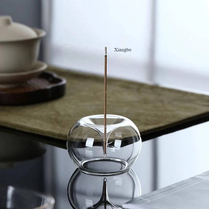 Glass Incense Holder, Round Bottom Incense Burner for Aromatherapy Meditation Home Decor, Glass Incense Stick Holder