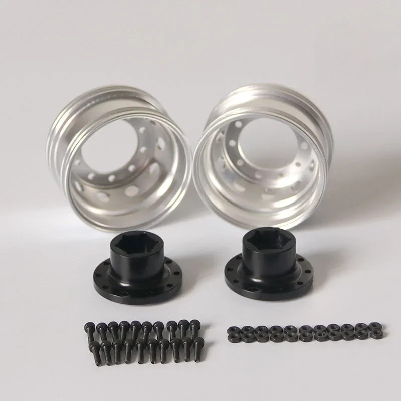 JDMODEL 2pcs Metal Simulation Front Wide Wheel Hub for 1/14 Tamiya RC Truck for SCANIA 770S R620 VOLVO BENZ Arocs MAN TGXCar