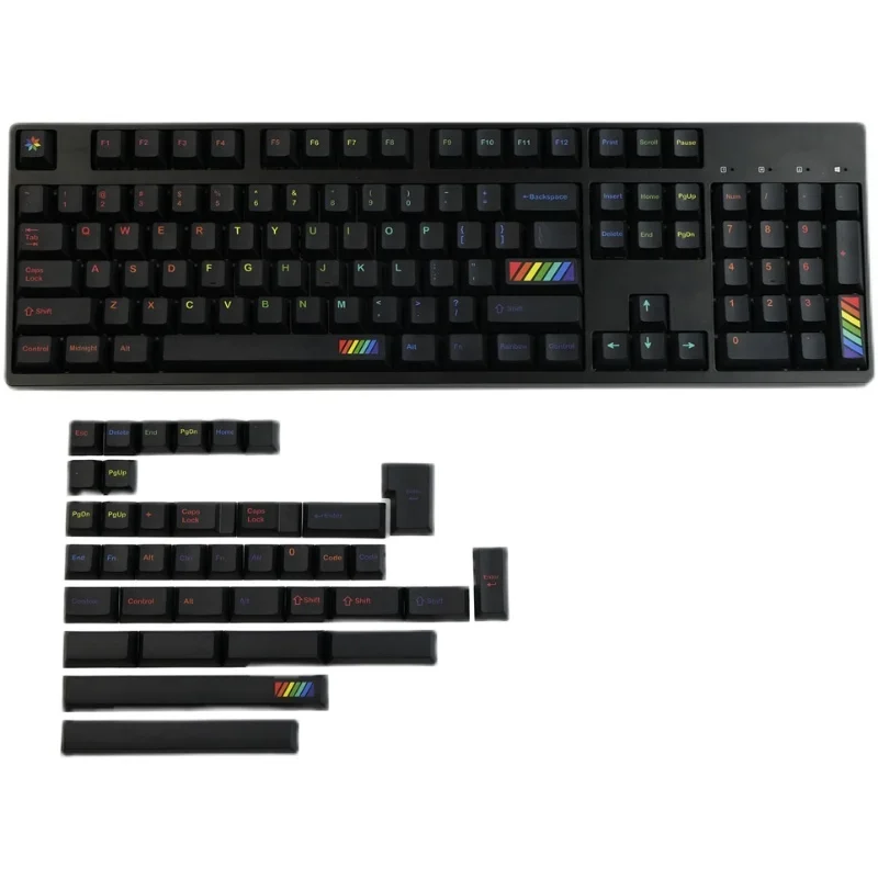 Midnight Rainbow Keycaps PBT Sublimation Customized Keys Midnight Rainbow Original Complete Set