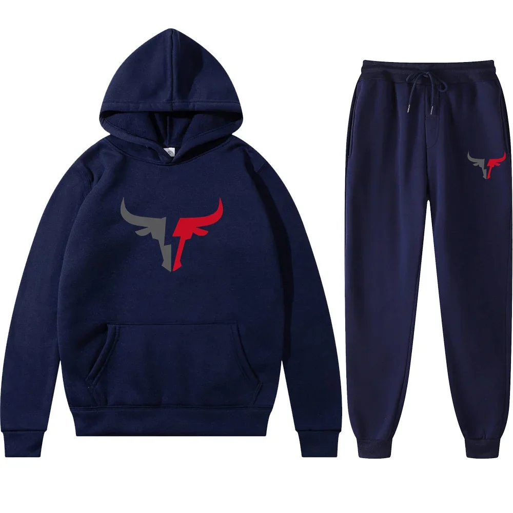 Fall/Winter 2025 new men's street brand pullover and casual sweatpants 2-piece outdoor jogging suit men's winter warm suit