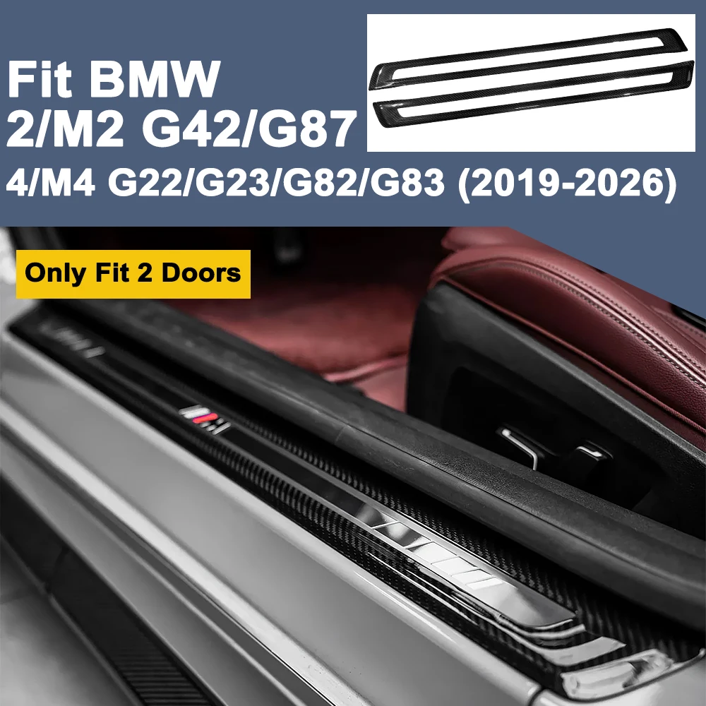 For 2019-2026 BMW 2 M2 G42 G87 4 M4 G22 G23 G82 G83 Carbon Fiber Door Sill Trim Car Door Entry Guard Sill Plate Auto Accessories