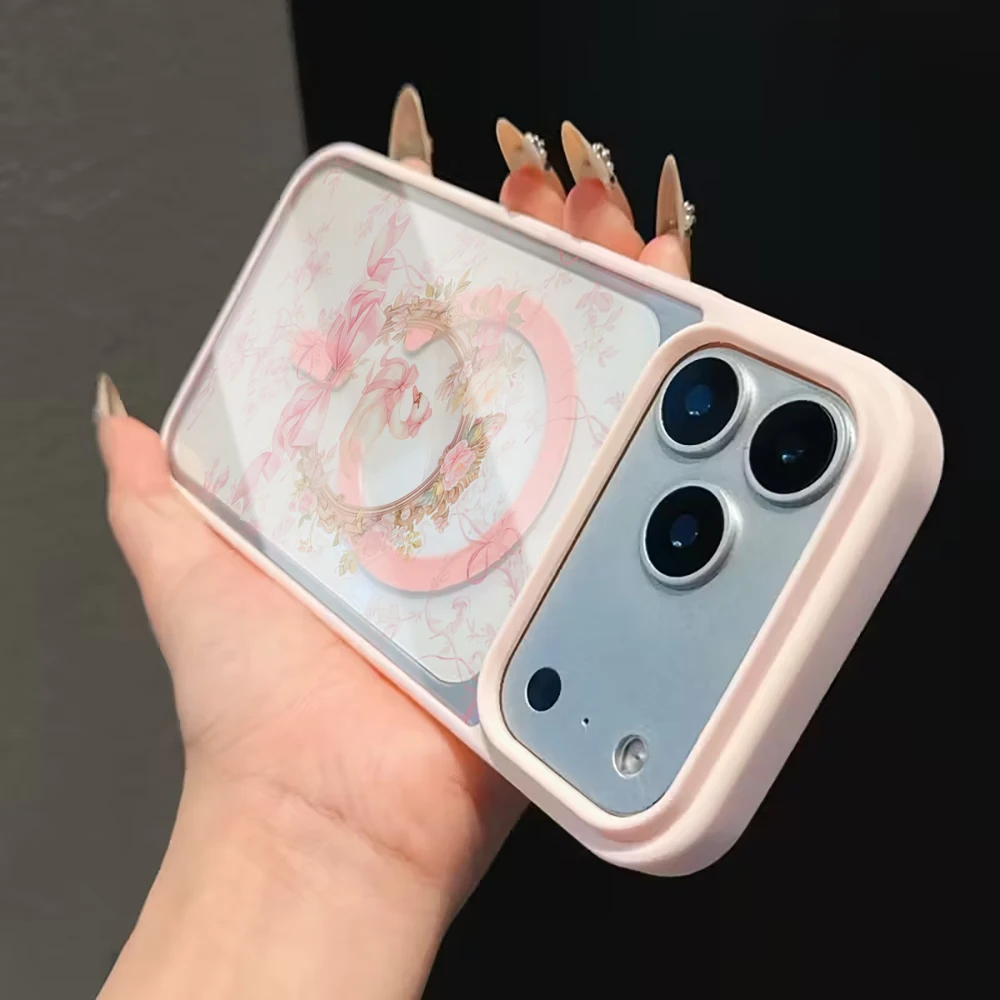 Rokoko-Schwan-Stil Klare Hülle für Magsafe iPhone 15 16 Pro Max 17 14 11 13 12 Pro Max Plus Hülle Magnetisches Kabelloses Laden Coque – Detail 10