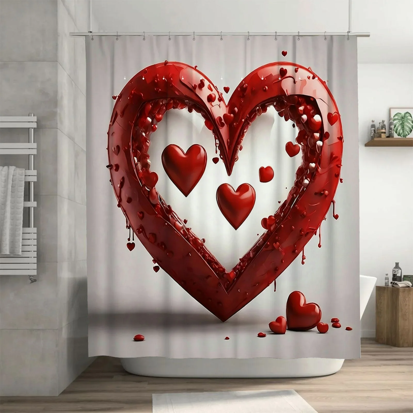 

Элегантная занавеска для душа Wine Red Heart — водонепроницаемая, устойчивая к плесени, добавляет романтическое и роскошное прикосновение к ванной комнату