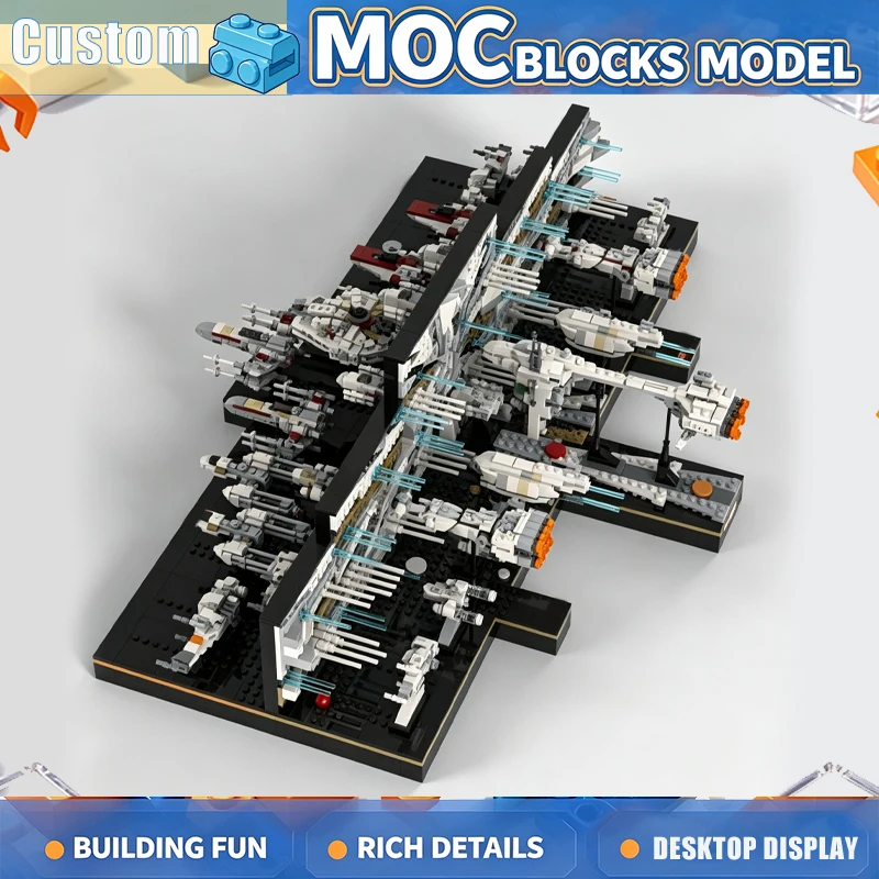 2948Pcs Futuristic Space Fleet Micro Diorama Build Blocks Interstellar Flight Scene Creative Diy Assembly Model Collection Gift