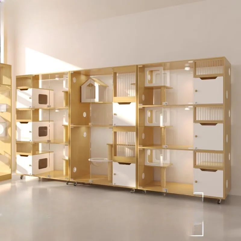 

Cat cabinet cat villa solid wood large space glass door